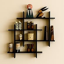 Floating Shelves with Decorative Shelves and Bookshelves for Living Rooms Made of Engineered Wood Used as Book case (Bold Black)