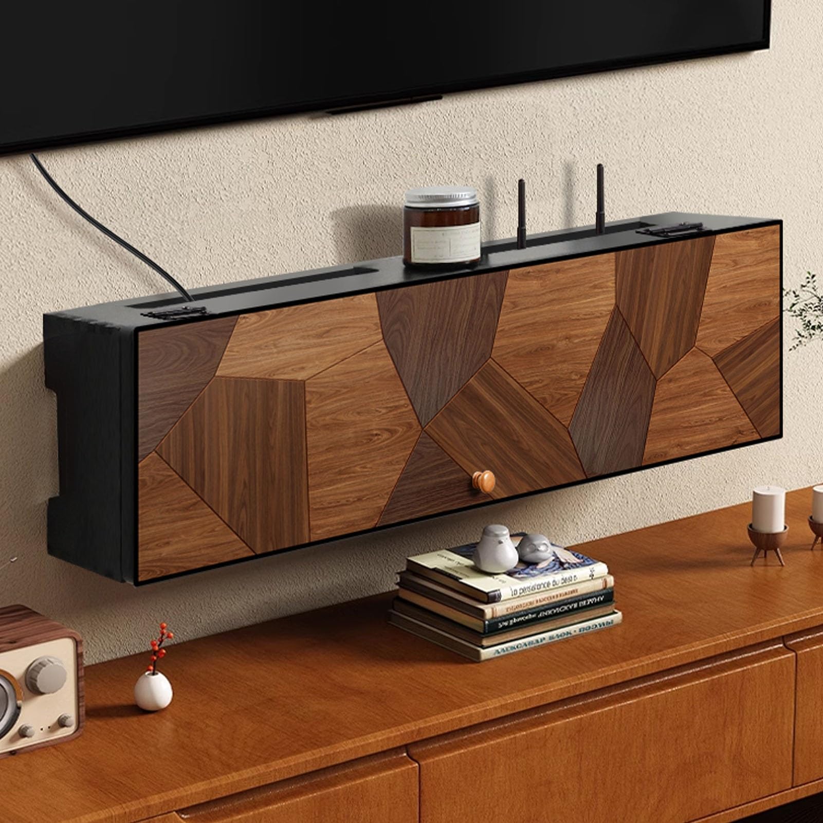 Étagère murale pour routeur, support de rangement WiFi, cache la boîte WiFi, organise les routeurs sans fil, idéal pour le bureau et la maison (40 cm) – Design durable et élégant