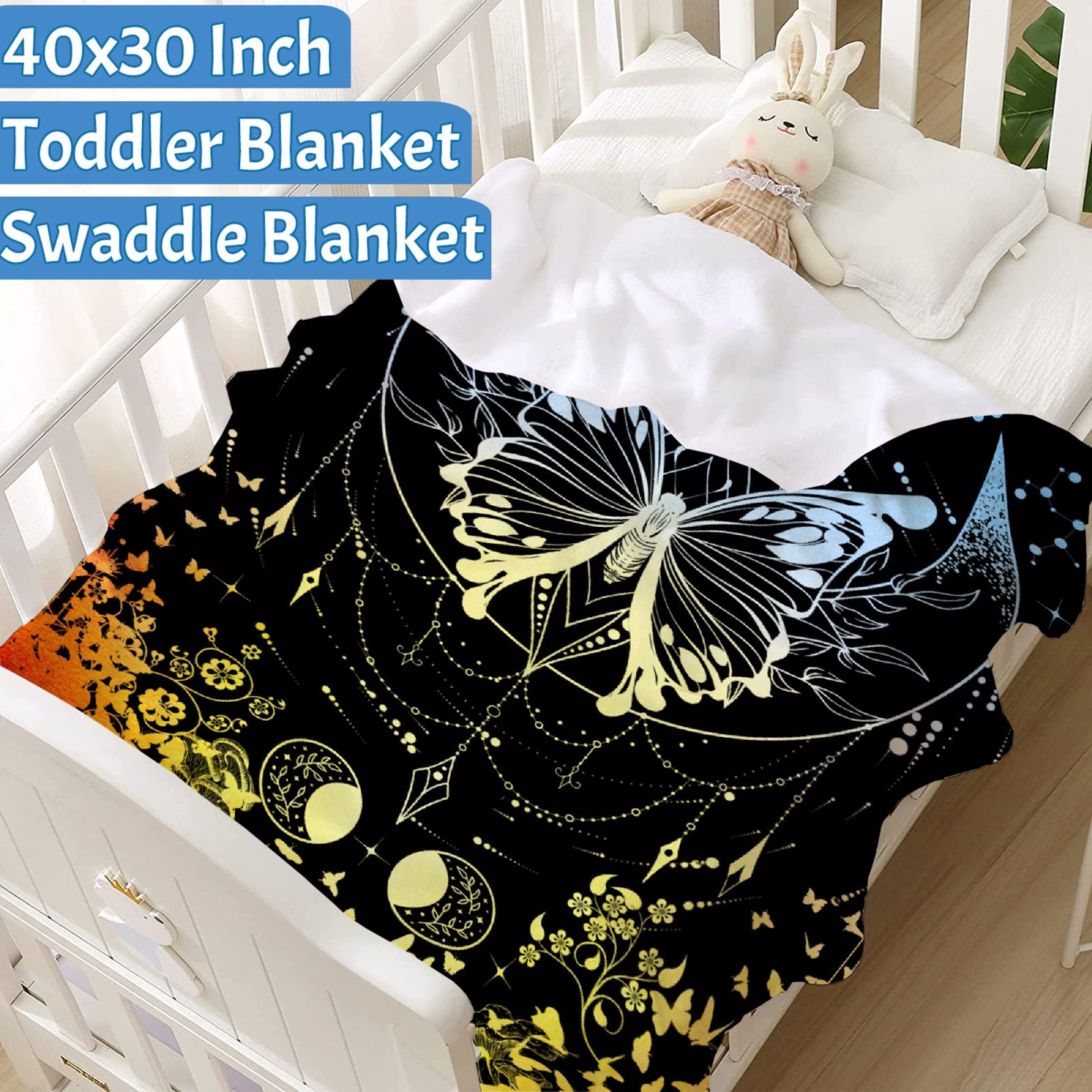 Ottoy Moon Butterfly Moth Flowers Super Soft Micro Fleece Blankets Quilt Plush Lightweight Dual-Sided Decorative Couch, Sofa, Travel, Lap, Bed Throw Blanket,60