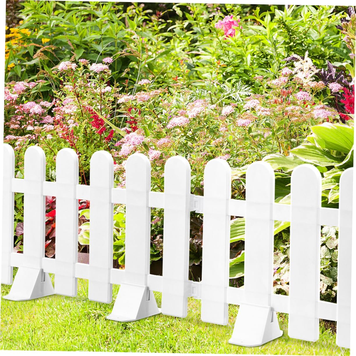 4 Pcs Decorative Fence Panels White Picket Fence for Garden Balcony Pathway Edging