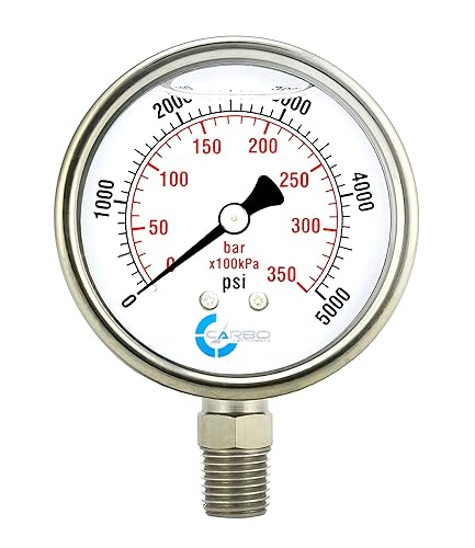 Medidor de presión de acero inoxidable con doble pantalla (0-5000 psikPa) 2 1-2 pulgadas de glicerina llenado de líquido, agua, aire, aceite y gas