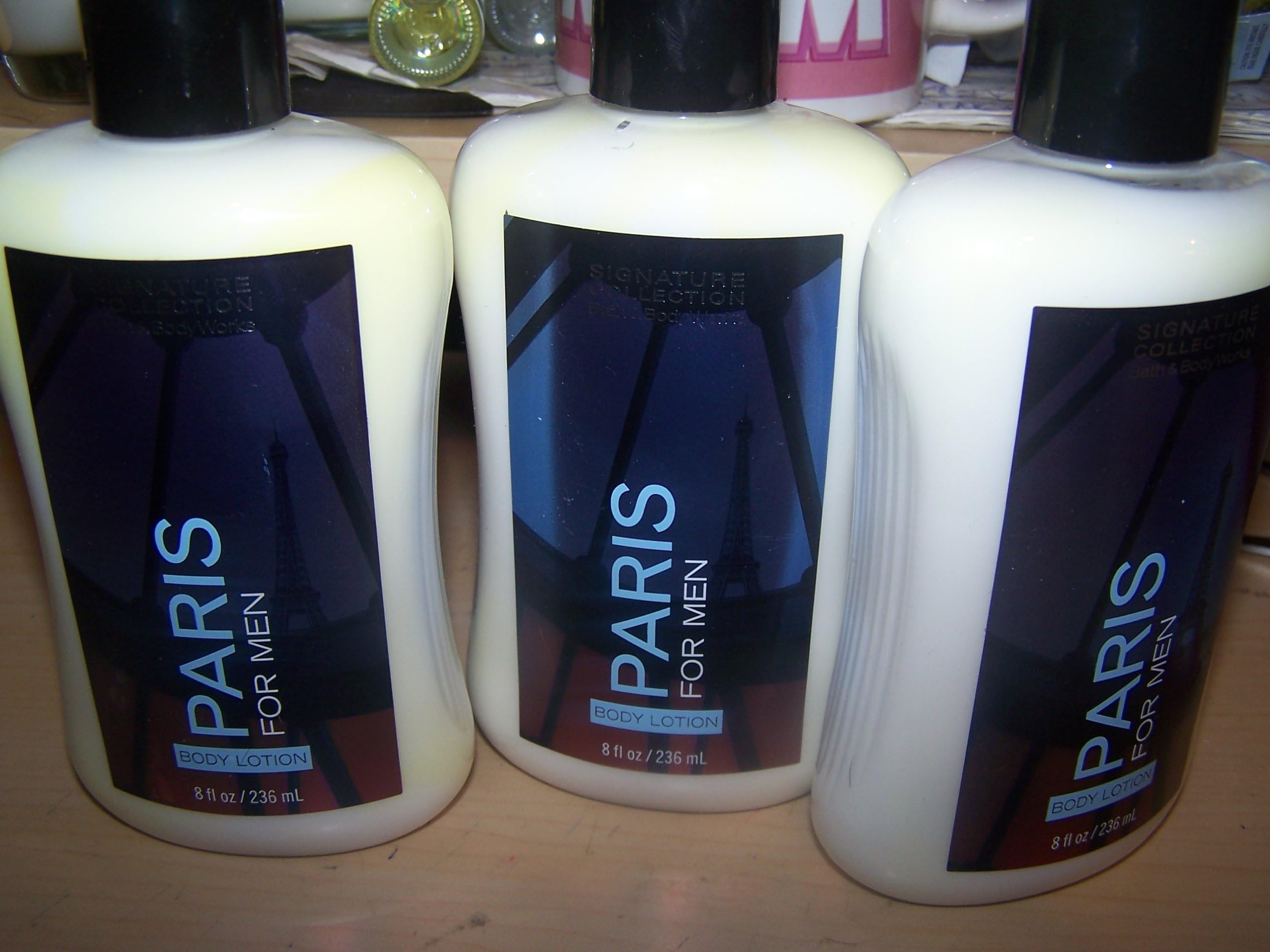 Lot of 3 Bath & Body Works Signature Collection Paris for Men Body Lotion 8 Fl Oz Each (Paris for Men)