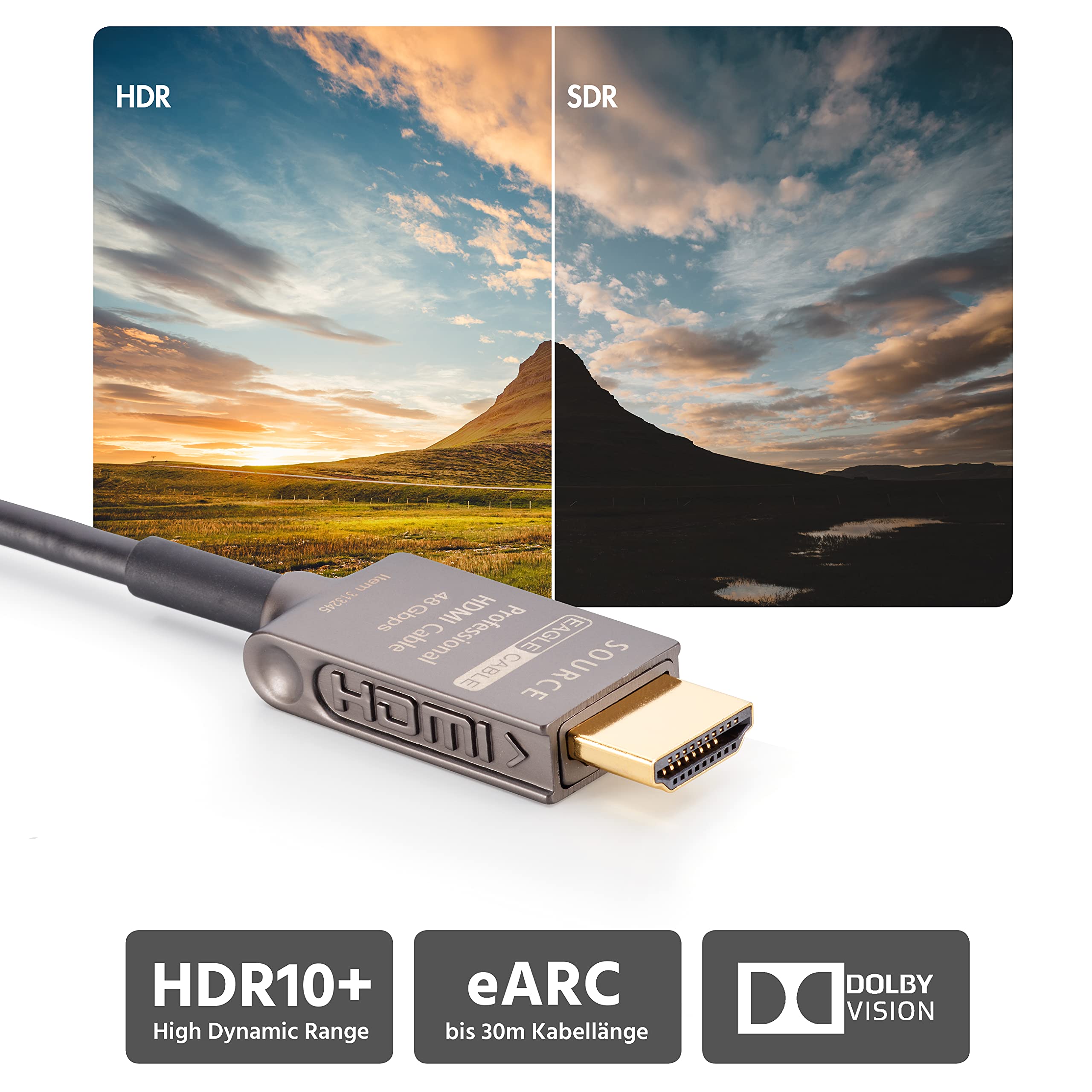 Eagle Cable by INAKUSTIK – 313245100 - Deluxe Ultra High Speed HDMI 2.1 Kabel | 100m | 48 Gbps | Lichtwellenleiter | UHD 10K@120Hz | professionelles Heimkino & Gaming | HDR10+
