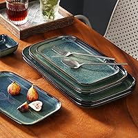 Vista 7 de vancasso Stern Platos de servicio rectangulares, juego de 3, platos de 15/13/11 pulgadas, bandejas verdes para fiestas, para entretener