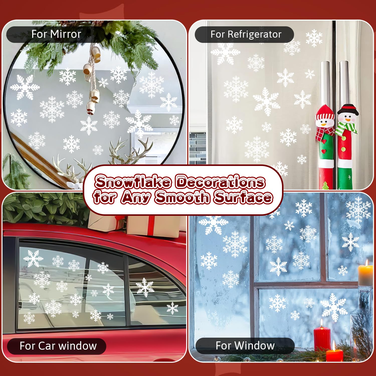 144 Stück Weihnachts-Schneeflocken-Fensteraufkleber, Weihnachts-Fensterdekorationen, Weihnachtsaufkleber, Dekoration für Glas, Innenurlaub, Winter-Schneeflocken-Aufkleber für Zuhause, Party