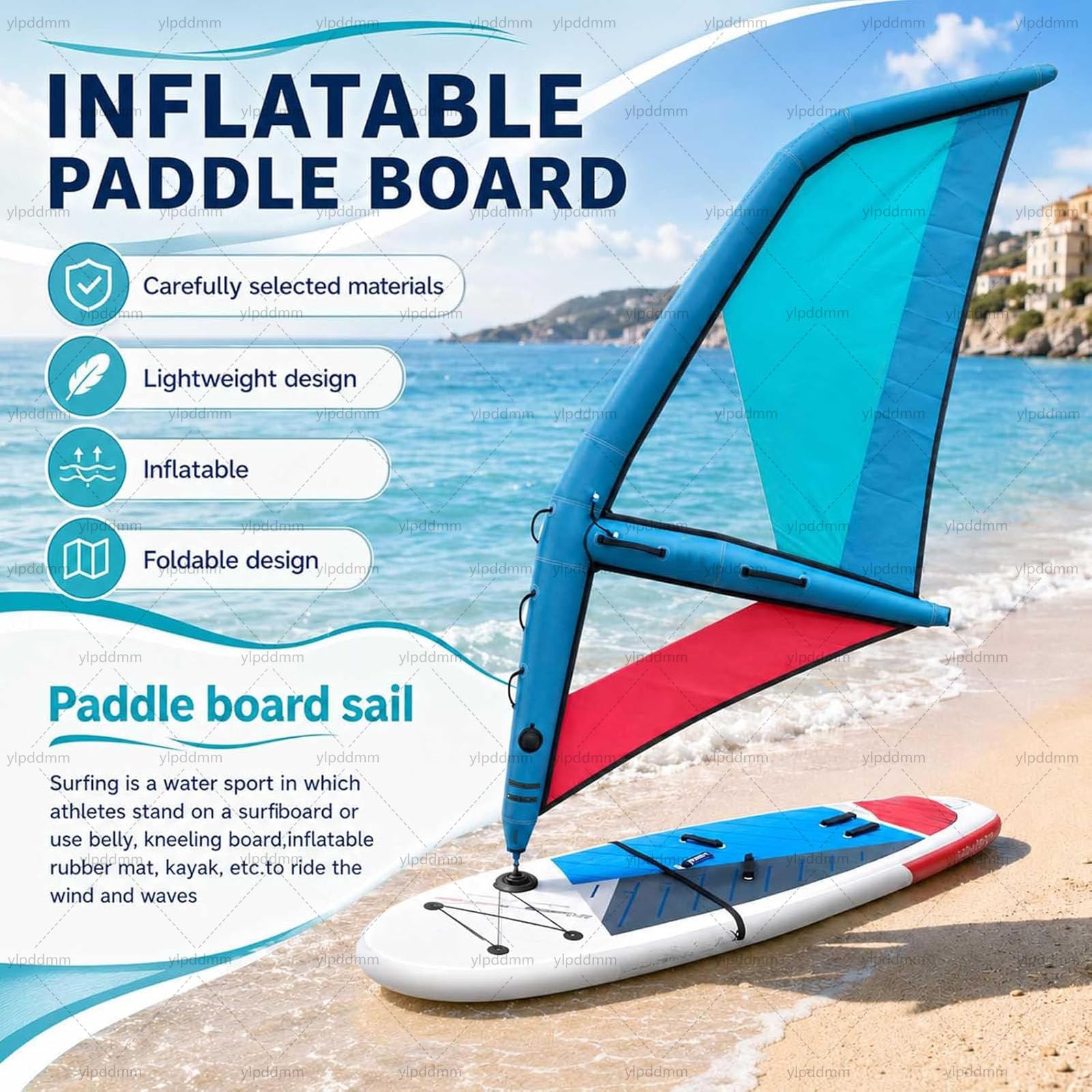 Voile de Windsurf, Planche Gonflable avec Base Rotative à 360° | Professionnelle Voile de Kitesurf Gonflable (Pompe Incluse) — Pour le Surf, l'Exploration et les Loisirs Nautiques