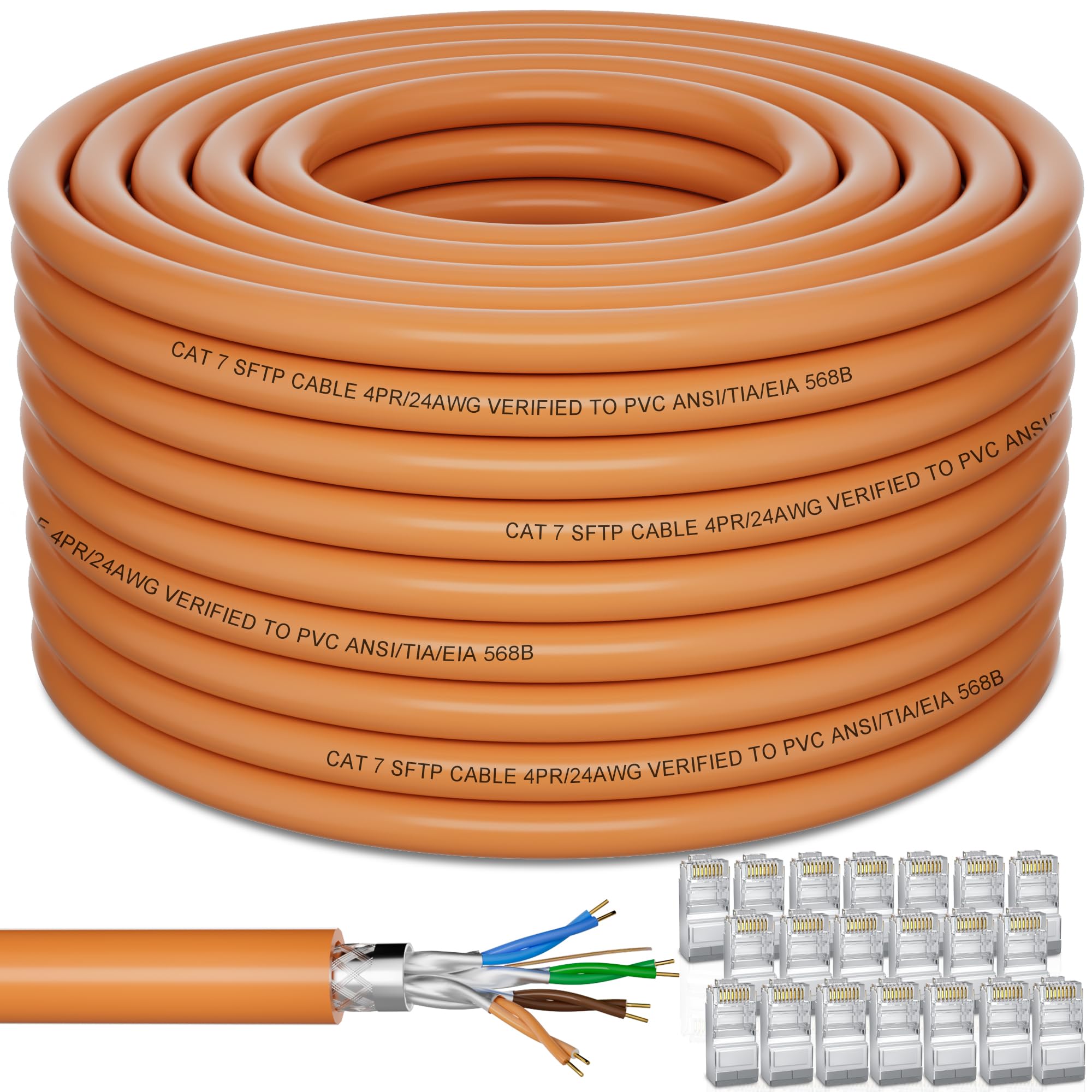 Soibke Cable Ethernet 100m, Cat 7 RJ45 Blindé 100 Mètres Cable Reseau | Haute Vitesse Wifi S/FTP 10Gbps Gigabit Câble LAN Exterieur Anti-interférence Câble Internet Fil Ethernet pour Router Modem