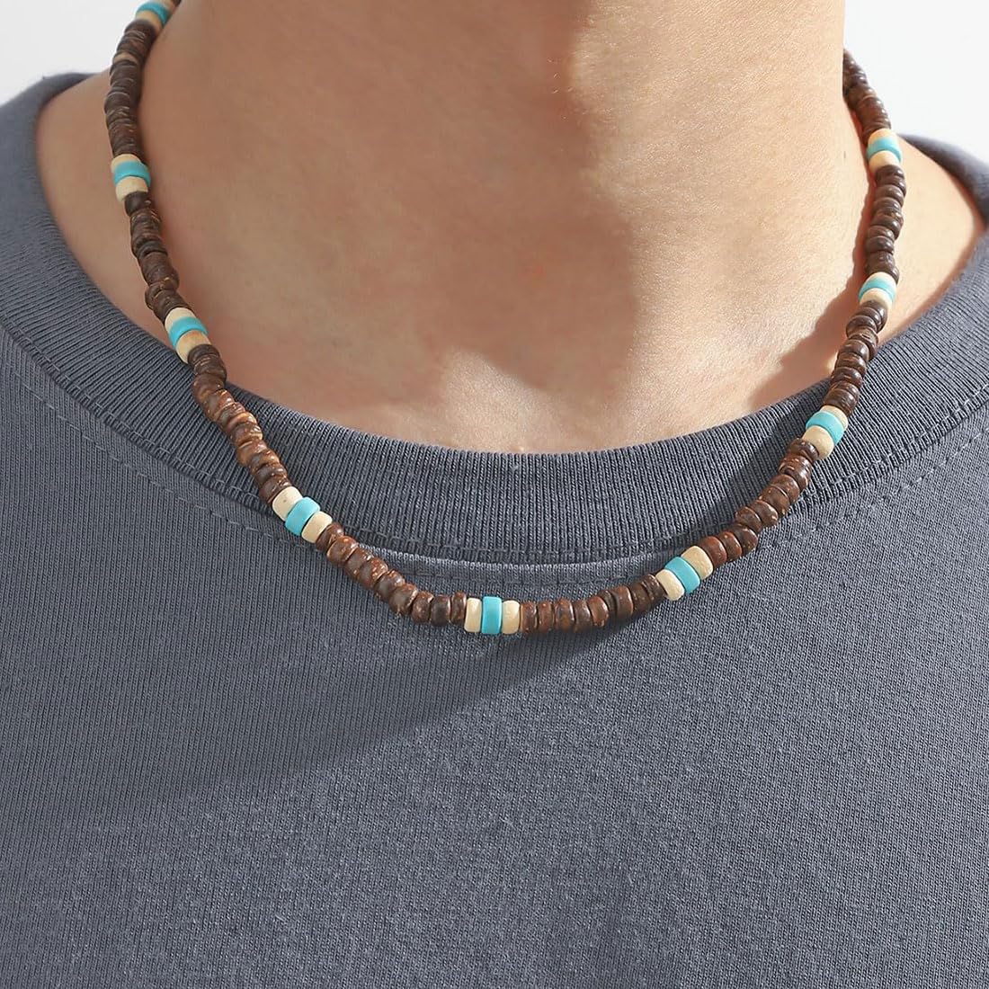 Collana Tribale In Pelle Per Uomo - Collana Con Ciondolo Blu Fatto A Mano - Collana In Stile Maori - Collana Lunga Da Surfista Unisex - Collana Boho Da Uomo - Italia - Foto 6