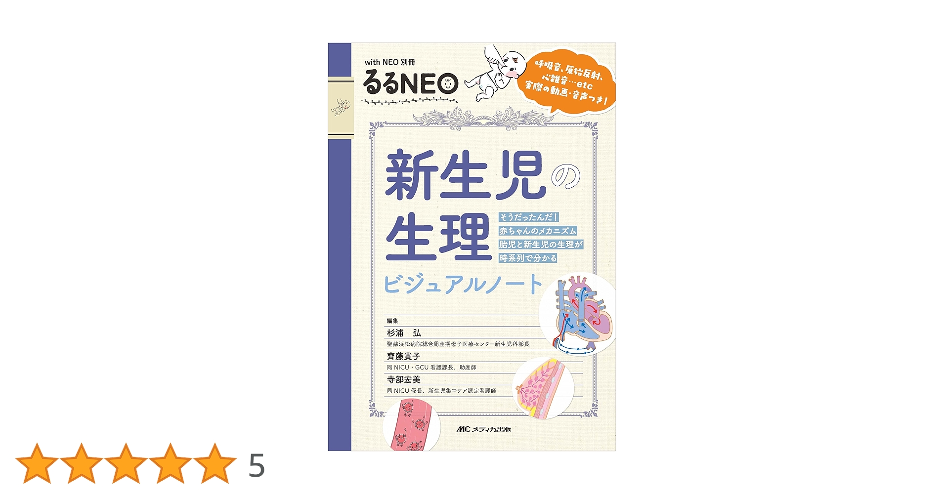 新生児の生理 ビジュアルノート: 呼吸音、原始反射、心雑音…etc 実際の