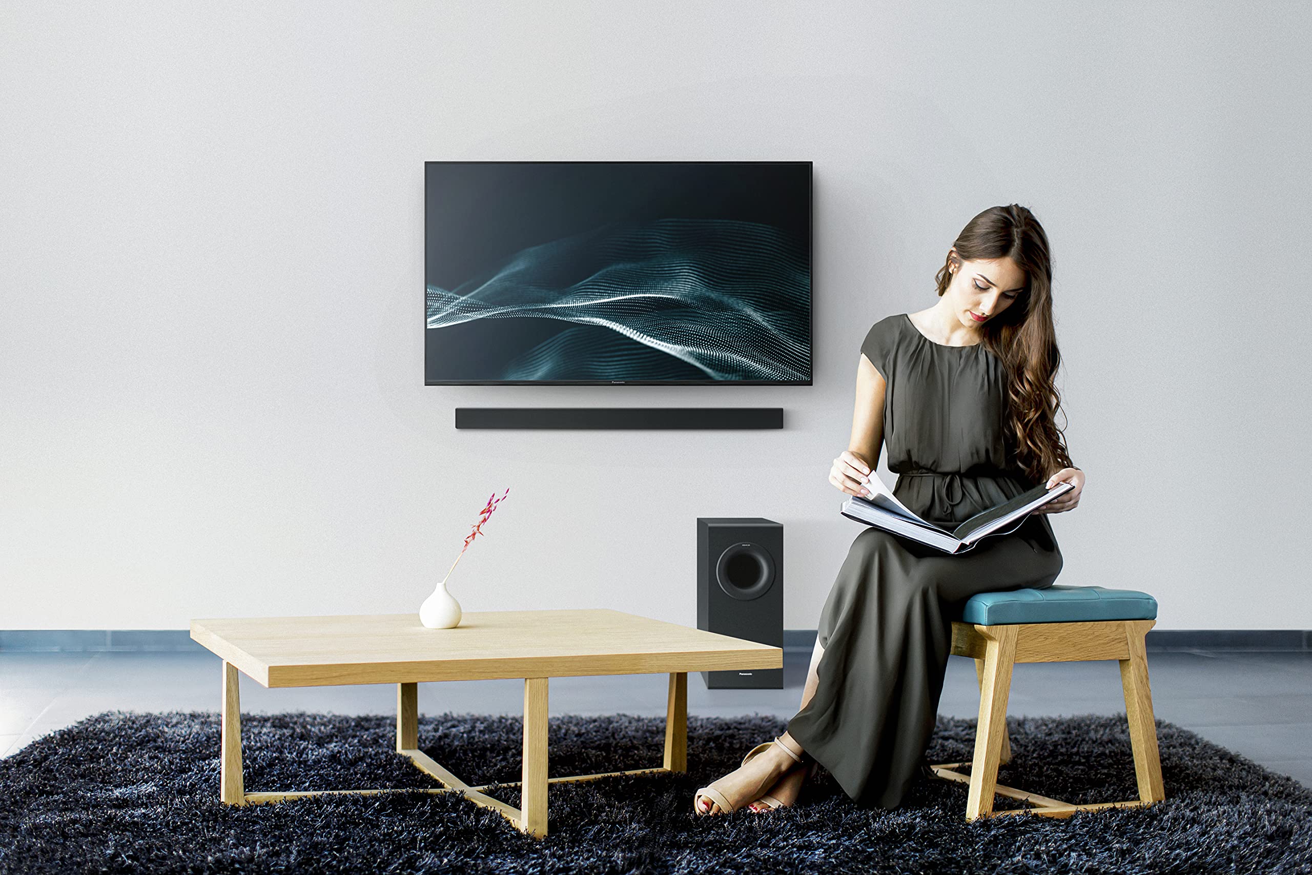 Panasonic SC-HTB490 Soundbar 320W, Surround 2.1, Bluetooth, Subwoofer Wireless, Hdmi ARC, Montaggio a Parete, Telecomando, Modalità Audio Dedicate, Nero