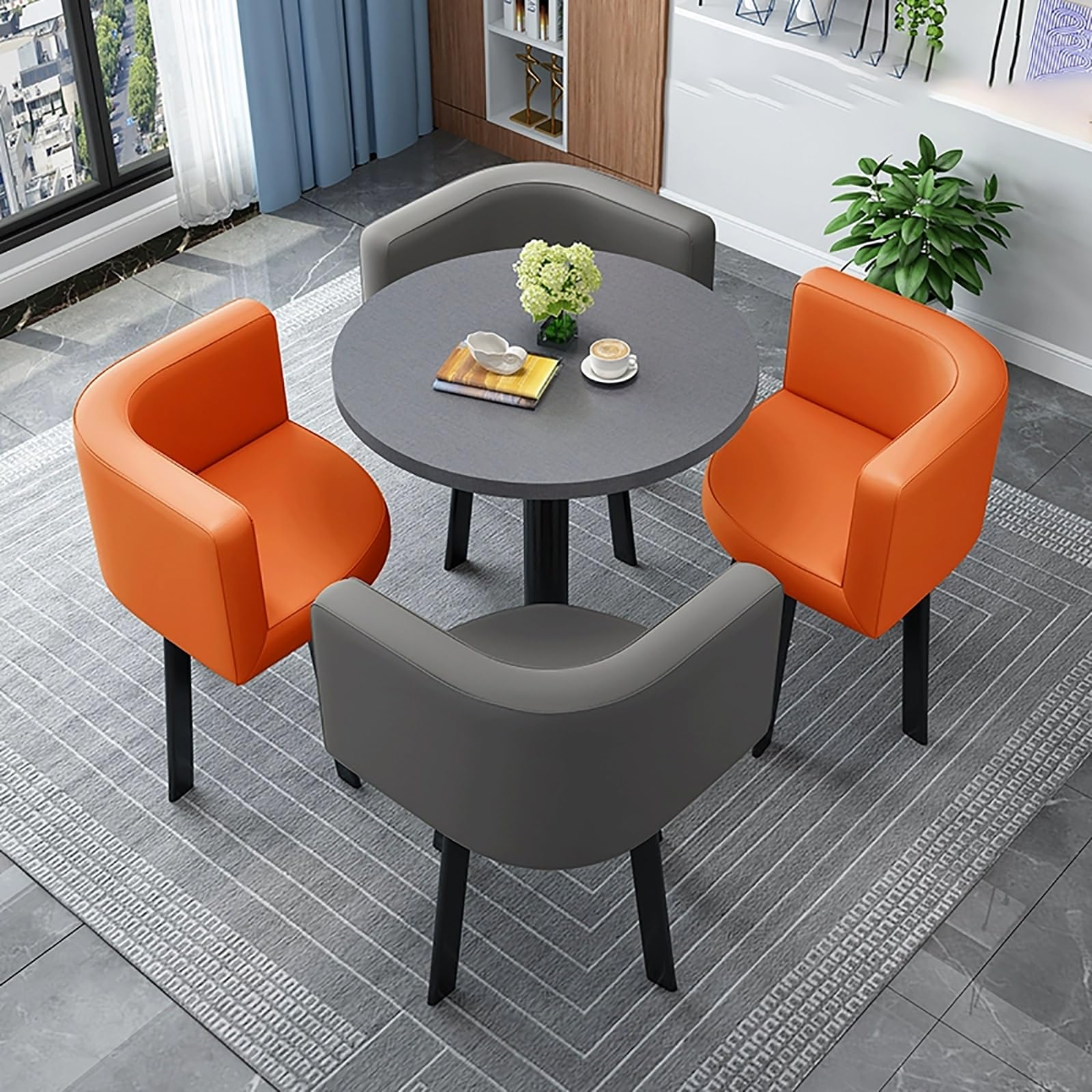 AYCDL Round Dining Table Set for 4 with Chairs - for Coffee Shops Milk Tea Shops or Living Rooms - Stylish Conference Coffee Table,StyleT