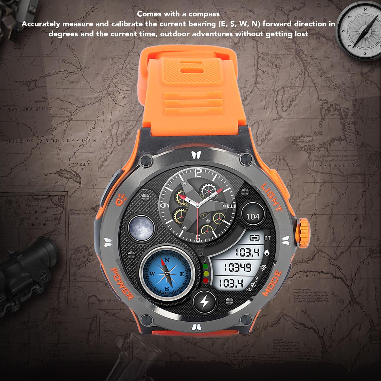 Cuifati Smart .53in con Risposta Chiamata Bluetooth per Uomo Donna (ORANGE)