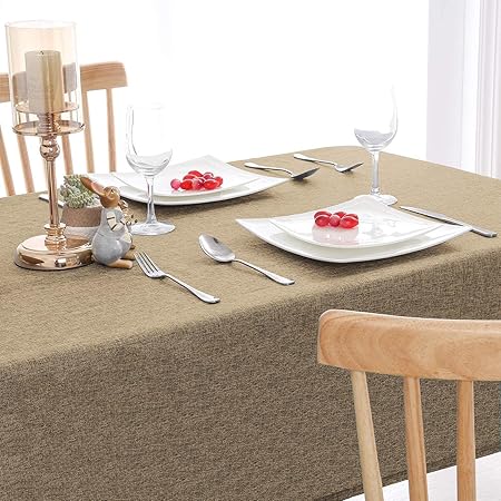 CASANEST Washable Jute Table Cover 6-8 Seater Pack of 1 Heat Resistant Table Cover for Kitchen Table/Dining Table Wedding Party, 54 x 90 Inches (Light Amber)