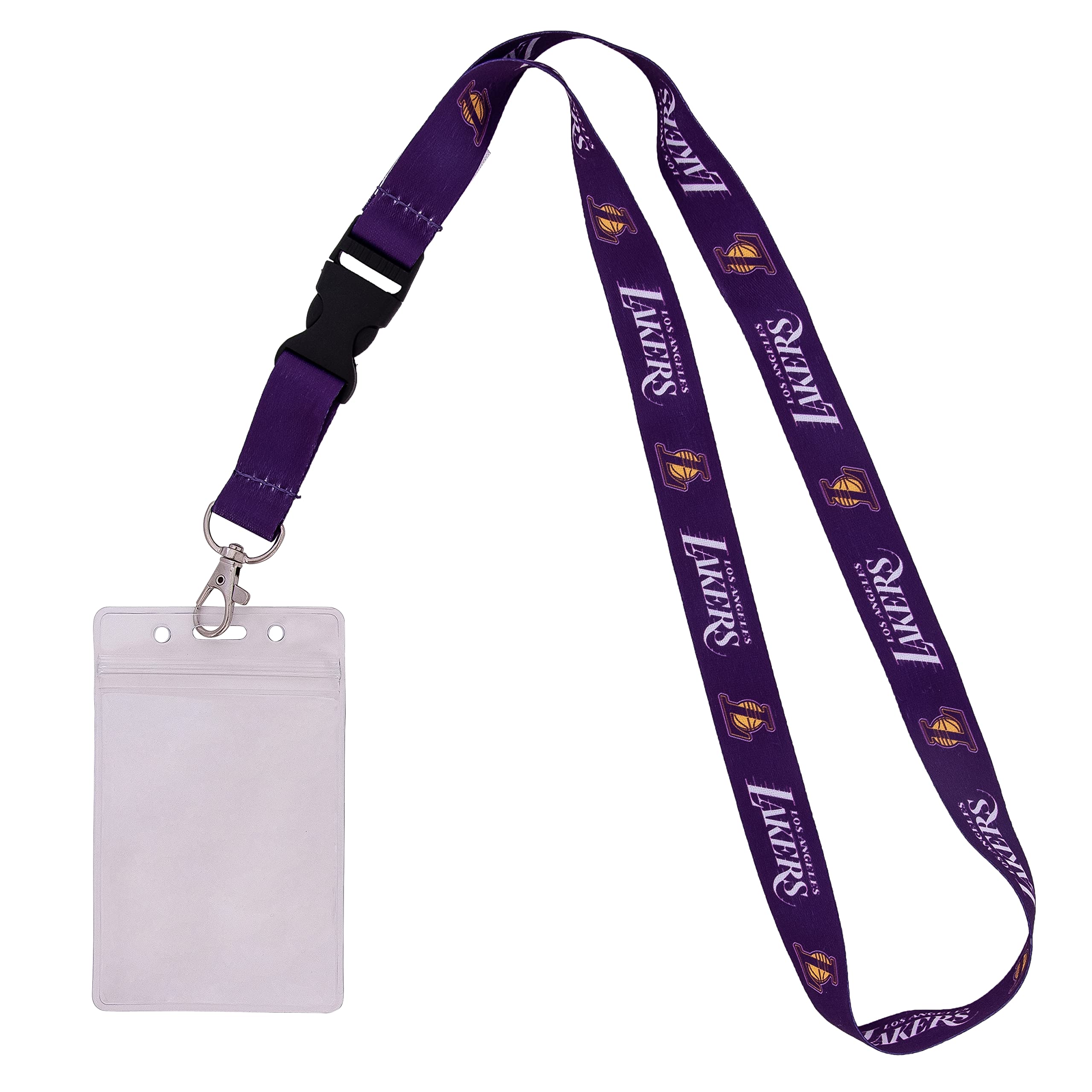 Desert Cactus LA Lakers Lanyard ID Badge Holder NBA Car Keys Keychain Snap Buckle National Basketball Association Los Angeles (Design 4 with Pouch)