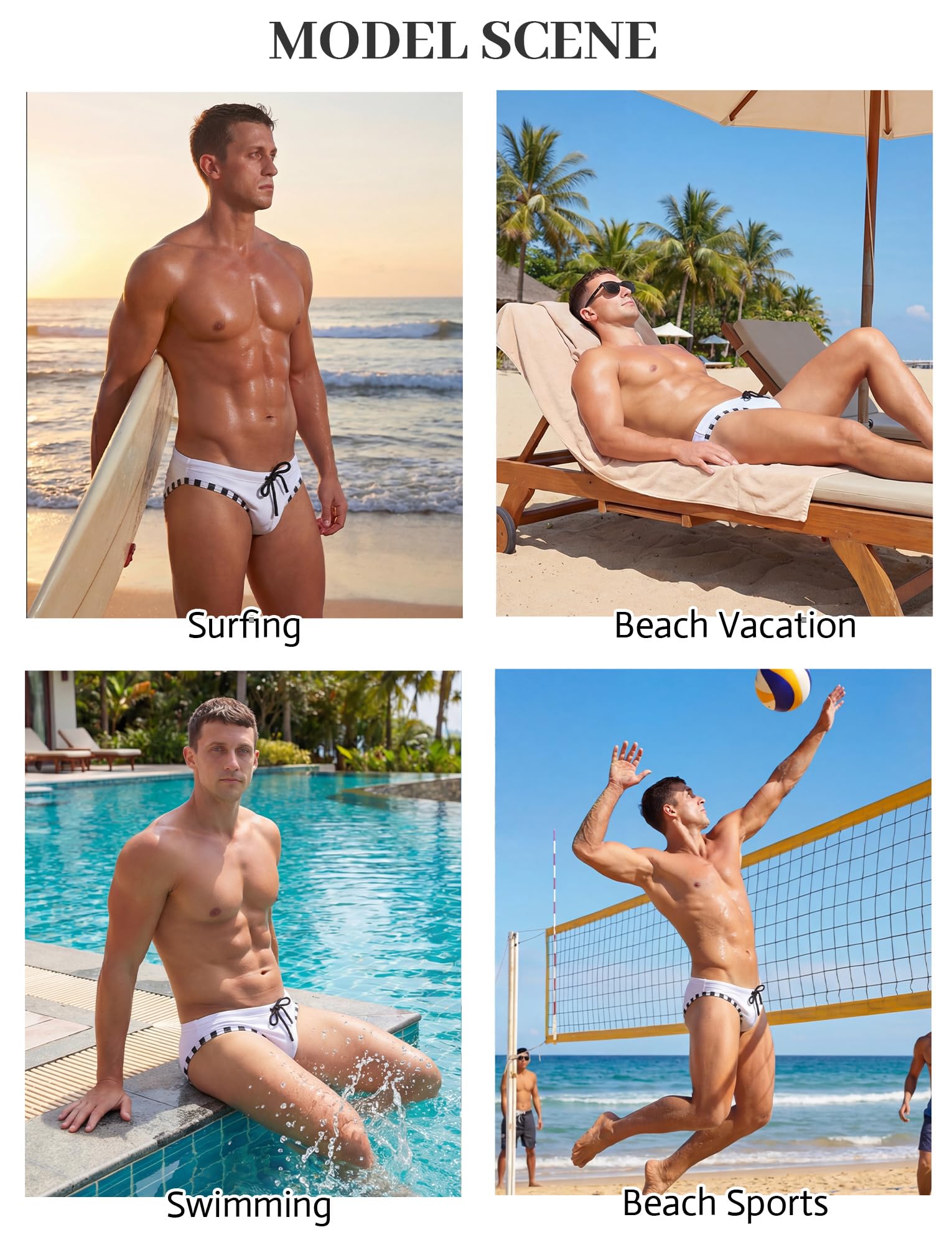 Homme Maillot de Bain Slip Imprimé Bikini Short Taille Basse Séchage Rapide Piscine Sexy Maillots de Natation Plage Confortable S-3XL