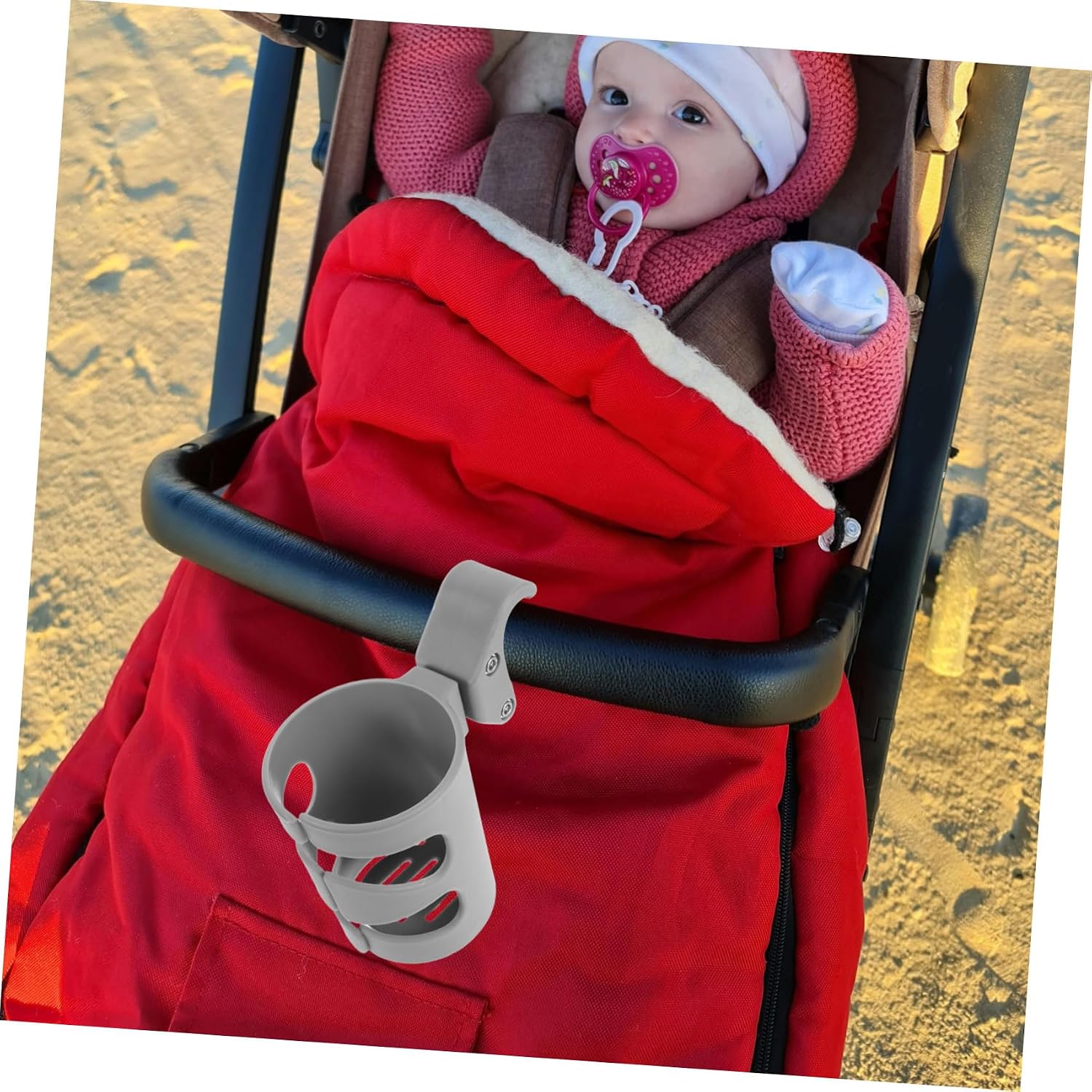 Rotatable Walker Accessories Cup Holder with 360° Clamp, Speedy Installation, and Sturdy Pp Material, for Seniors and Busy Parents Using Walkers or Rolling Carts