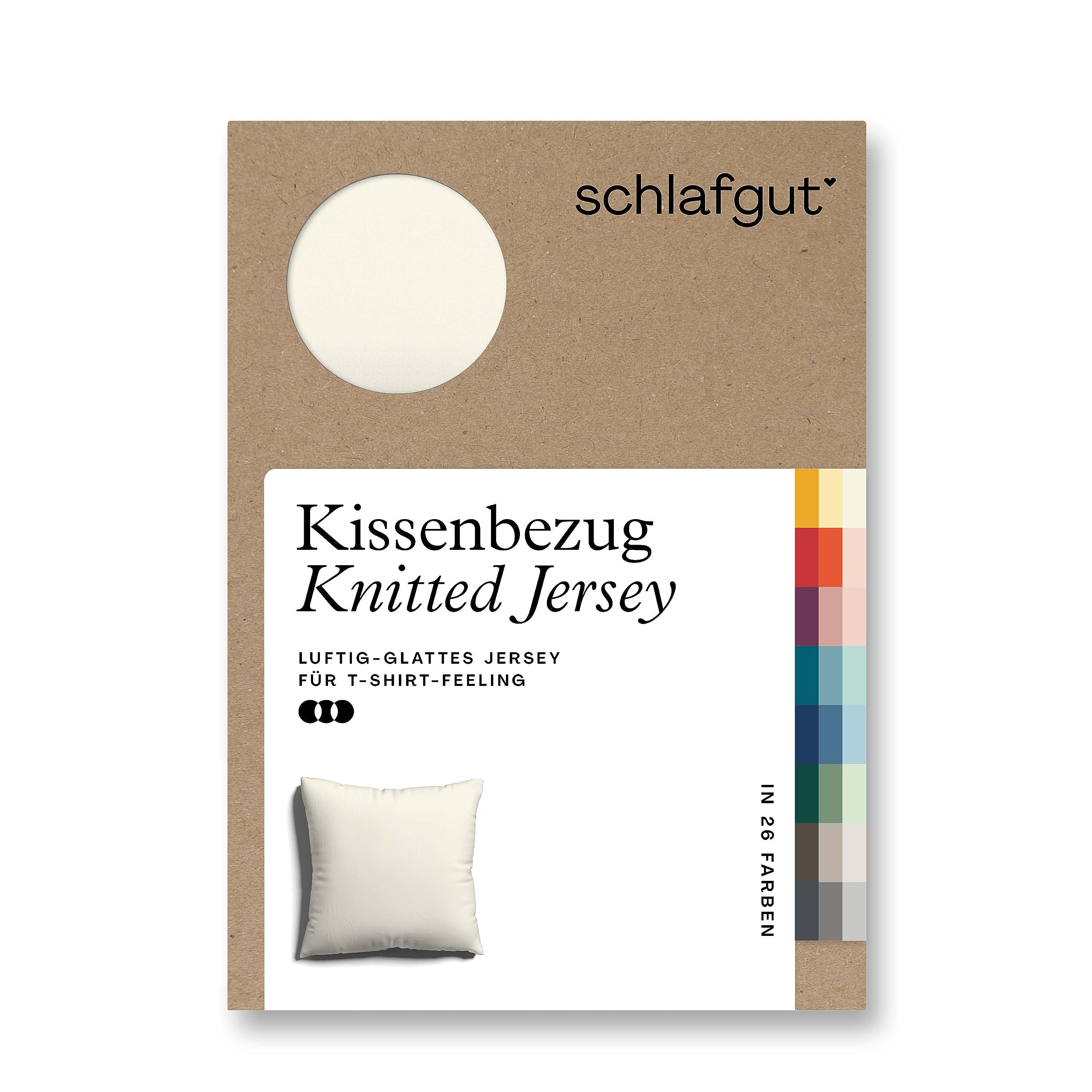 schlafgut Knitted Jersey Kissenbezug 80x80 cm Yellow Light Uni weicher Premium Kopfkissenbezug einzeln, faltenfrei mit Elasthan