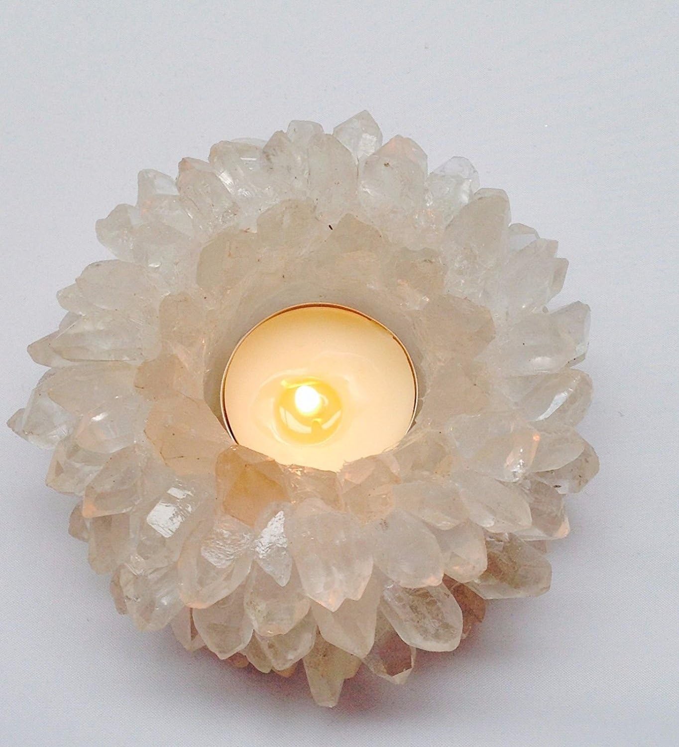 Clear Quartz Tea Light Candle Holder Tealight Crystal Geniune Gemstones Brazil