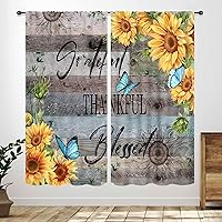 Vista 17 de Cortinas rústicas de cocina de girasol, tablón de madera de campo de campo amarillo, floral, abeja, libélula mariposa, retro, casa rural, Girasol-11