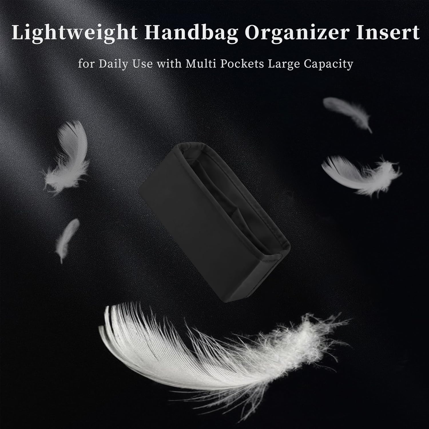 Women's Purse Organizer Insert - Satin & Lightweight Fabric with Inside Pockets, Portable for Commute, Travel, Shopping, and Evening, Multicolor Options, Fits for Kelly 25(Black, KL25 Retourné) - Image 7