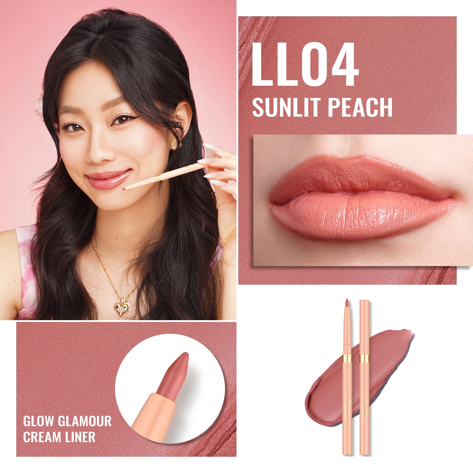 Oulac Matte Peach Lipliner Pencil Waterproof, Smooth and Smudge-proof Lasts 24H+, Highly Pigmented - Image 2