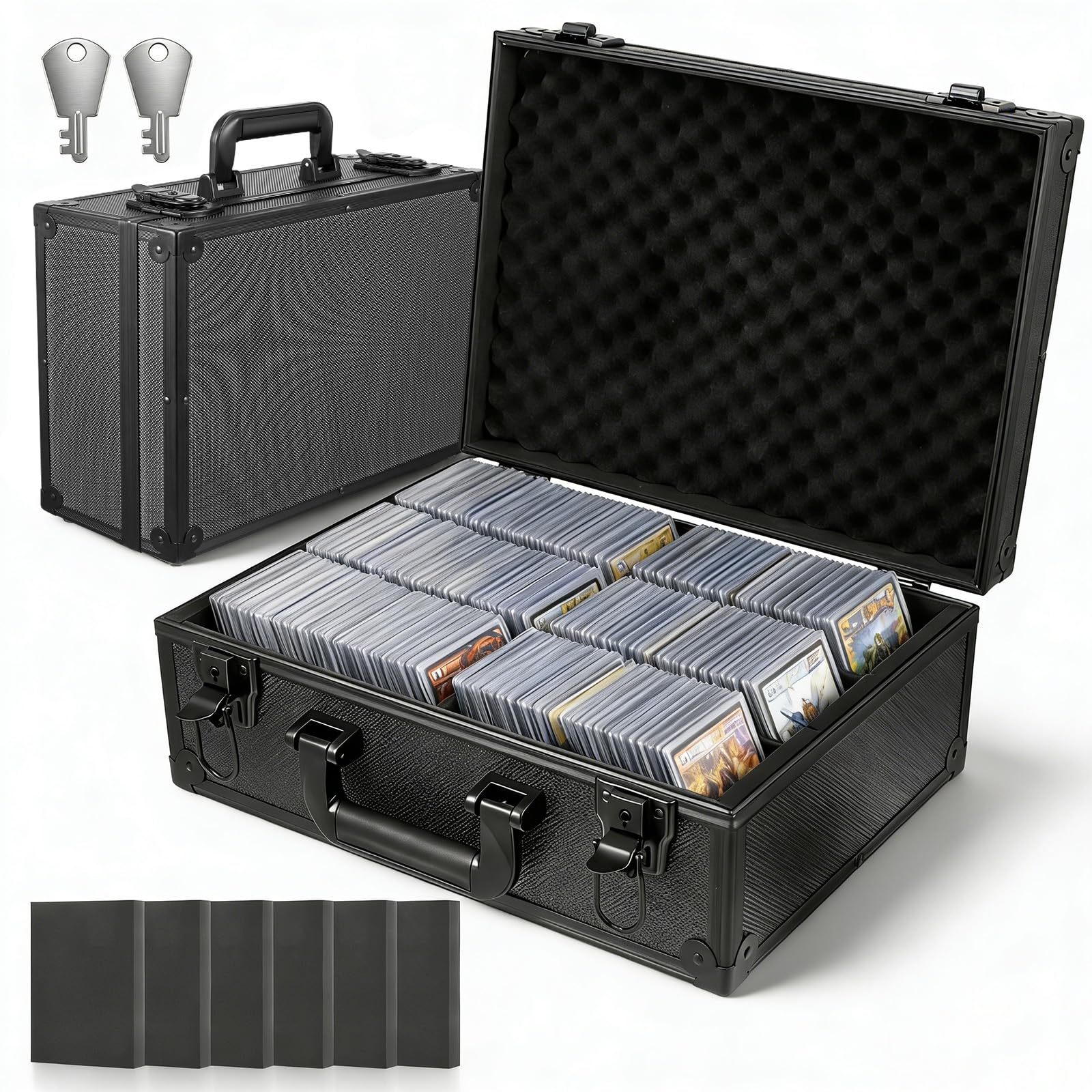 Toploader Storage Box with Key Lock – Lockable 600+ Card Case Trading Card Storage Case Graded Card Top loader Sports Card Box Carrying Hard Cases Holds Secure Organizer with 6 Removable Dividers