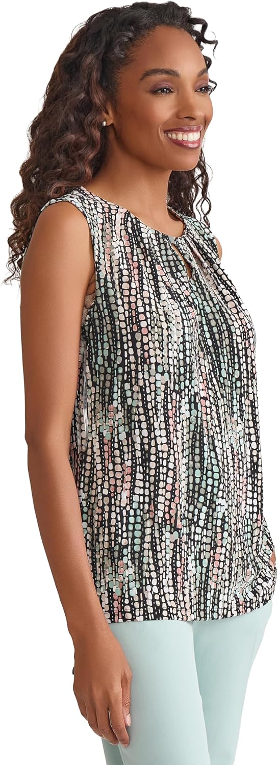 [Kasper] プチノースリーブプリントマットジャージートップ Petite Sleeveless Printed Matte J