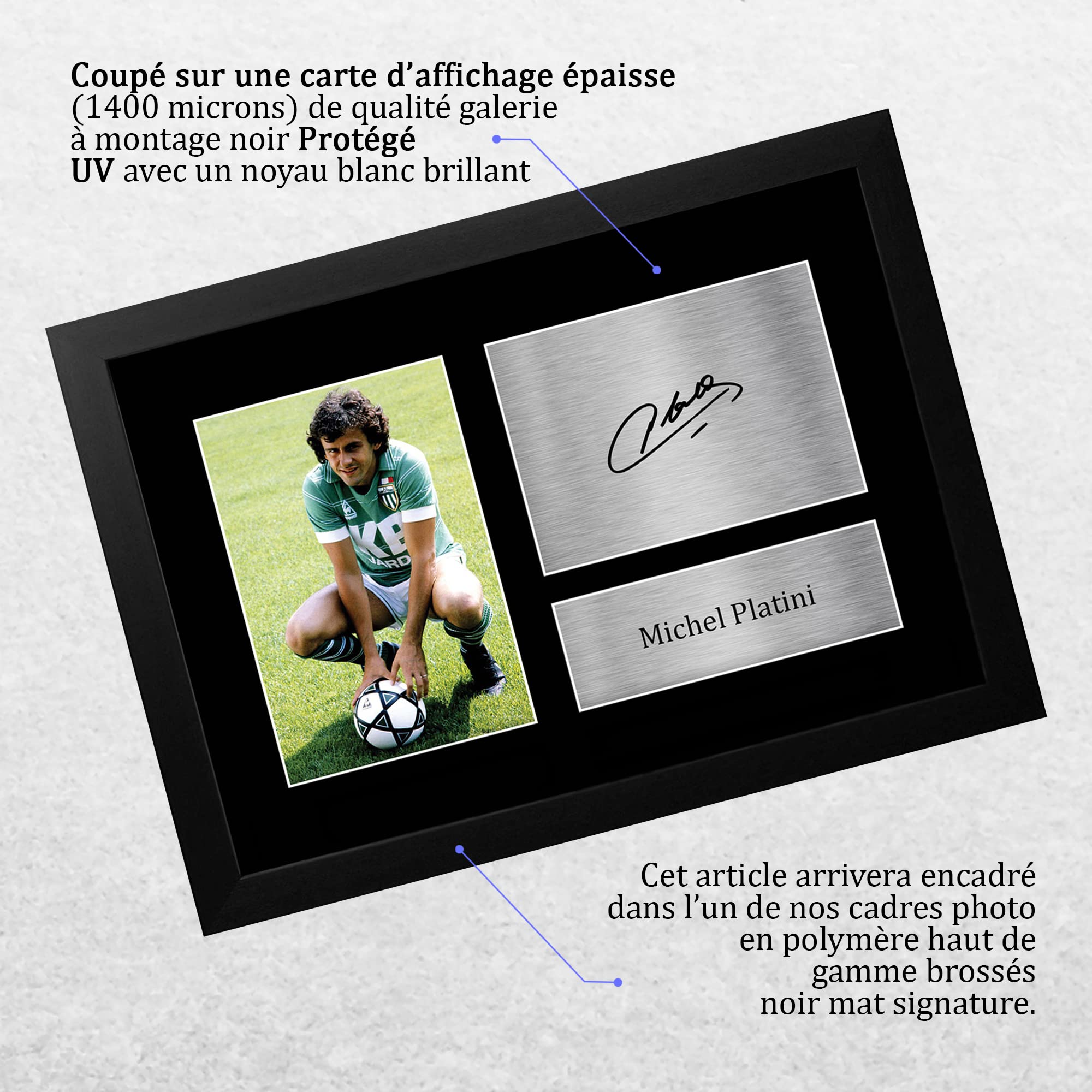 Photo Autographe Michel Platini Encadrée A4 - Cadre Polycarbonate Noir - Cadeau Pour Fan De Football - Saint-Étienne, Légende Du Foot - 4