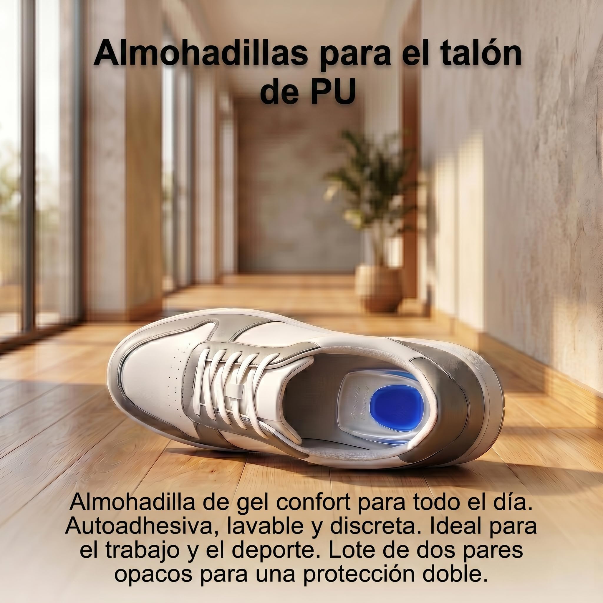 2 Pares Taloneras Silicona PU, Plantillas de Gel para Talón, Anti-Dolor para Fascitis Plantar y Espolones Calcáneos, Reducen Presión e Impacto, Tamaño 39-45 (Azul)