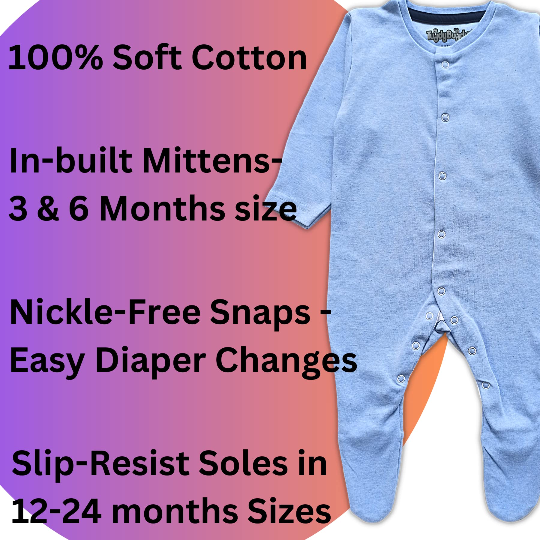 TuddyBuddy 100% Cotton Multi Color Romper Sleepsuit/Romper/Jumpsuit for Baby Boy (Pack of 2 - Pink Printed AOP & Pink Stripes, 3-6 Months) - Image 6 thumbnail
