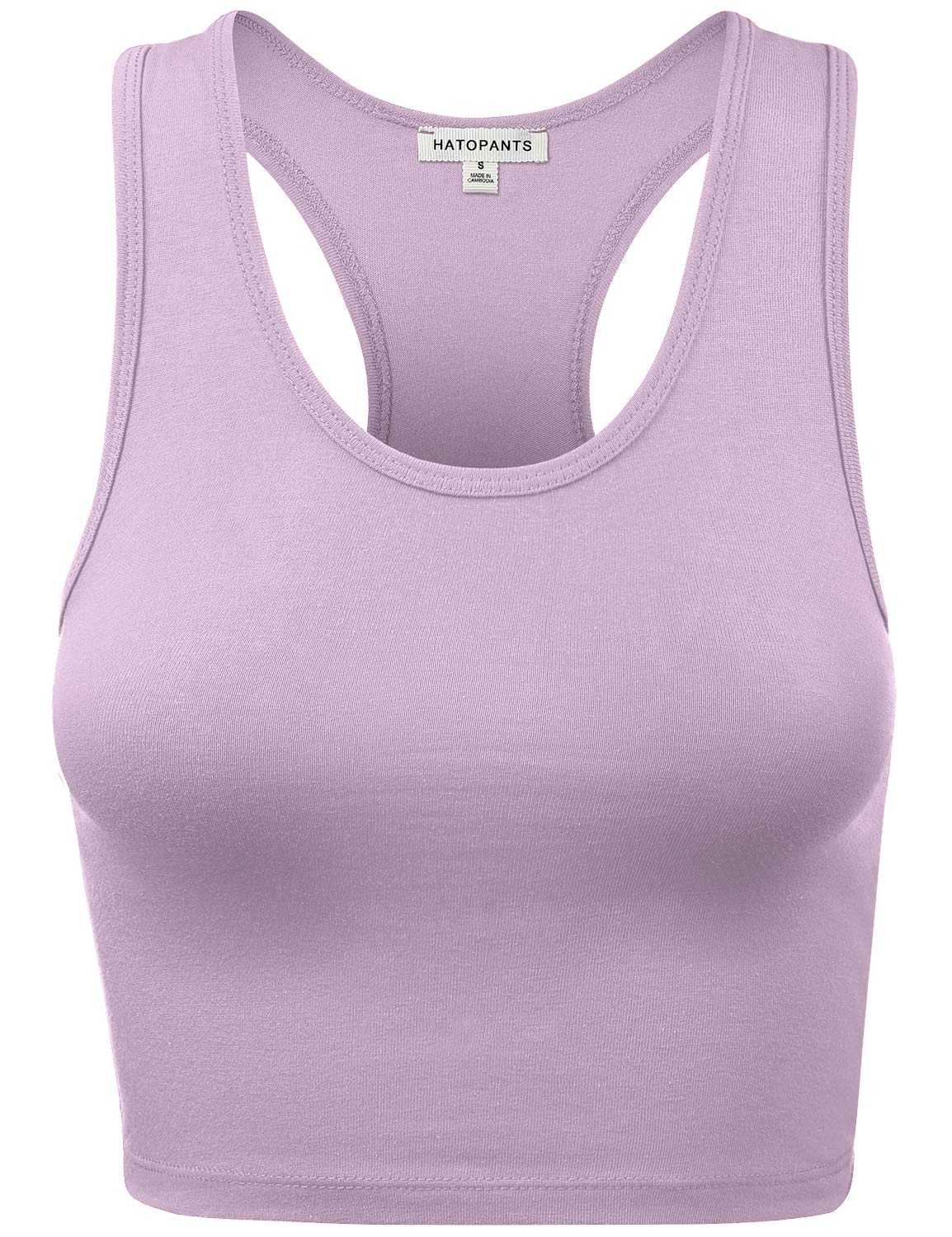 Women’s Sleeveless Racerback Tank Crop Top – Premium Cotton Camisole In Dusty Lavender - View #3