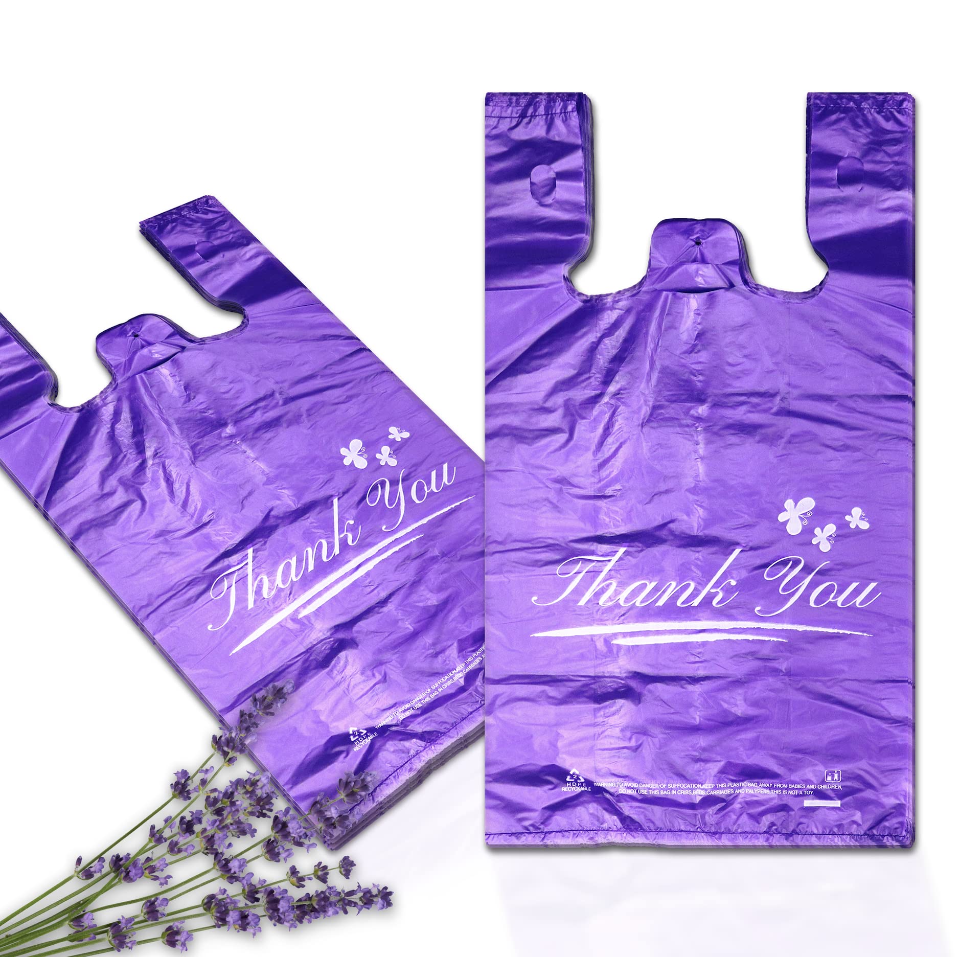 YoYoRain Thank you bags, T shirt bags, Scented colorful Plastic Bags with Handles, Grocery shopping bag,Supermarket Bag 11''x6''x21''