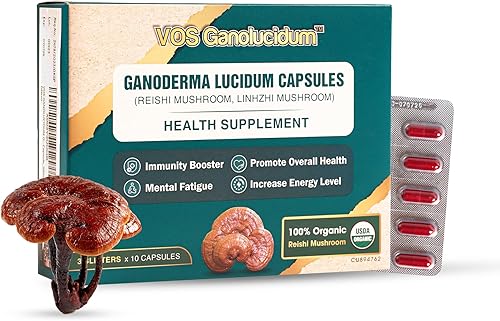 Cápsulas orgánicas de hongos reishi rojos para inmunidad, longevidad, extracto de Ganoderma lucidum, hongos reishi veganos naturales diarios, 70 mg,