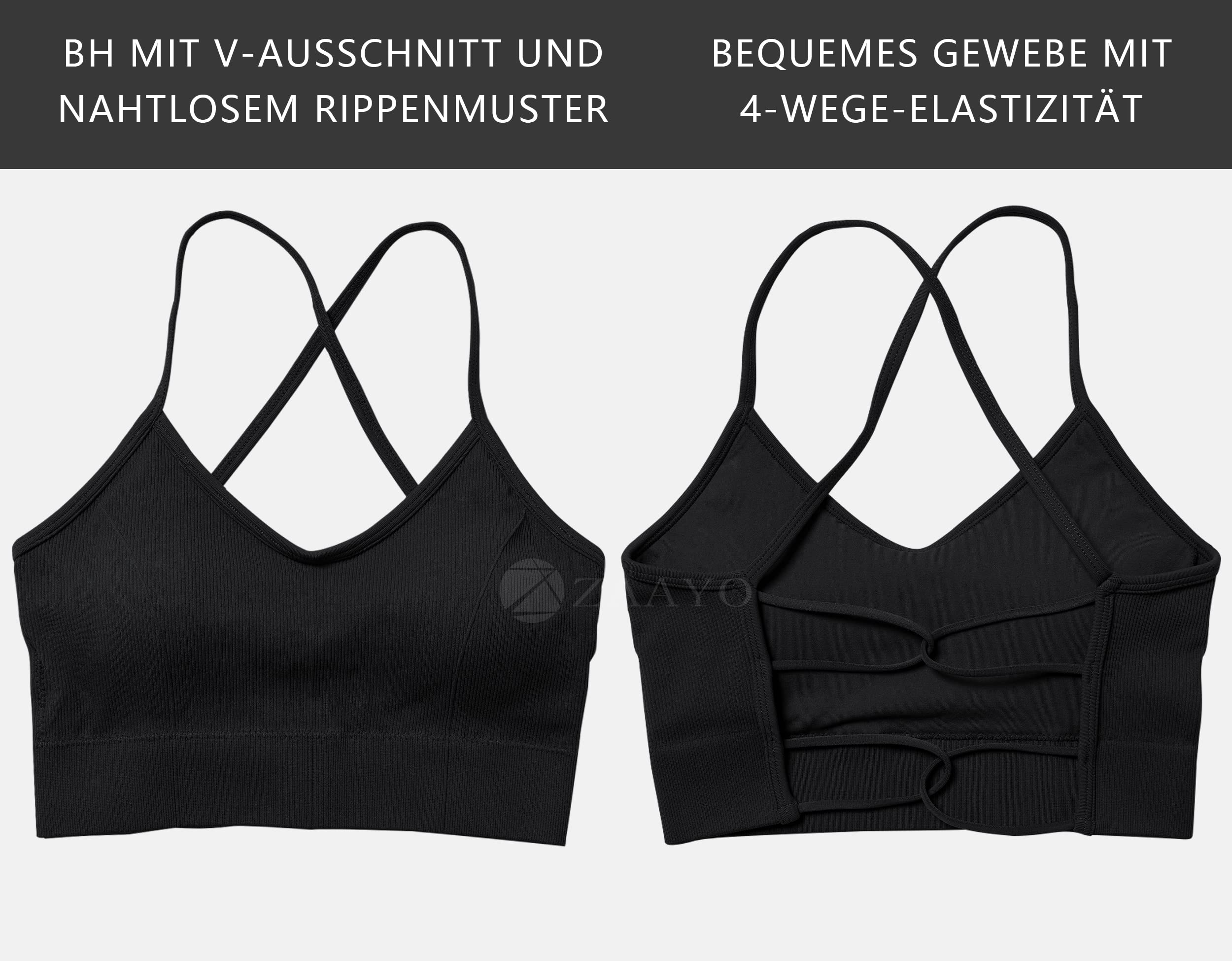 ZAAYO Reggiseno da palestra da donna imbottito crossback fitness sport reggiseno imbottito imbottito petto rimovibile yoga top maglia senza cuciture abbigliamento sportivo