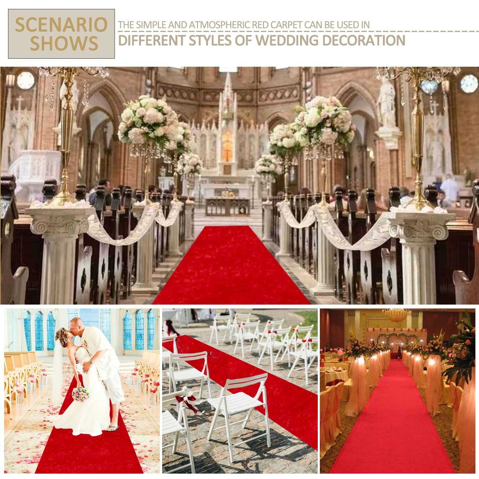 10M 20M 30M Gangläufer-Teppich für Hochzeit, Event-Zeremonie, Gehweg-Teppich, verschleißfester 2-mm-Polyester, roter Läufer, Runway-Teppich, Dekoration, Hochzeit, Kirchenparty, zuschneidbar ( Size : 1