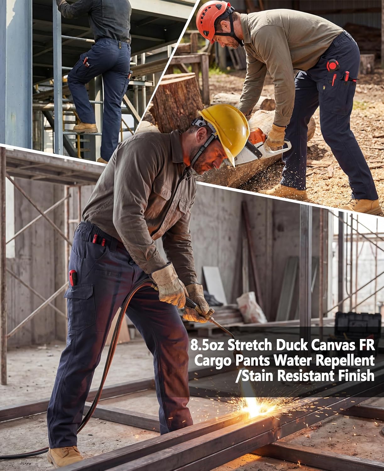 BOCOMAL FR Pants for Men Cargo Pockets Dura-Stretch Rip-Stop Soft Flame Resistant Reinforced Work Jeans Relaxed Fit - Image 6