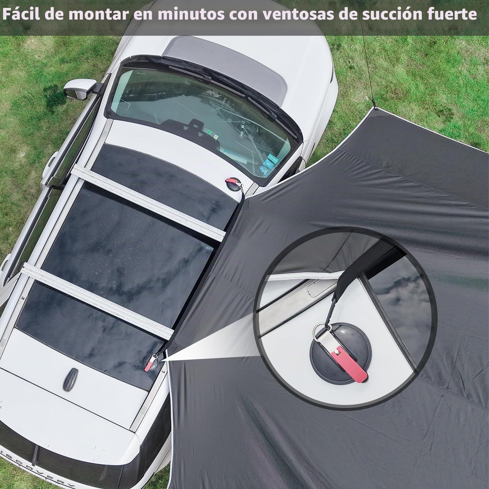 GEERTOP Toldo de 3,5 x 5,8 m, resistente al agua de 3000 mm, con 2 barras, toldo impermeable para coche, camping, SUV, MPV, autocaravana (gris)