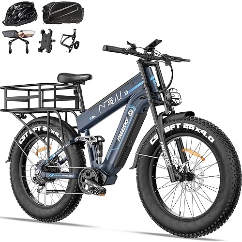 FREESKY Dual Battery Electric Bike for Adults, 48V 41AH 160 Miles Long Range Dirt E Bike, 3000W Motor 40MPH+, 26" Fat Tire Fast Mountain EBike, Full Suspension & Hydraulic Brakes, UL 2271 Certified