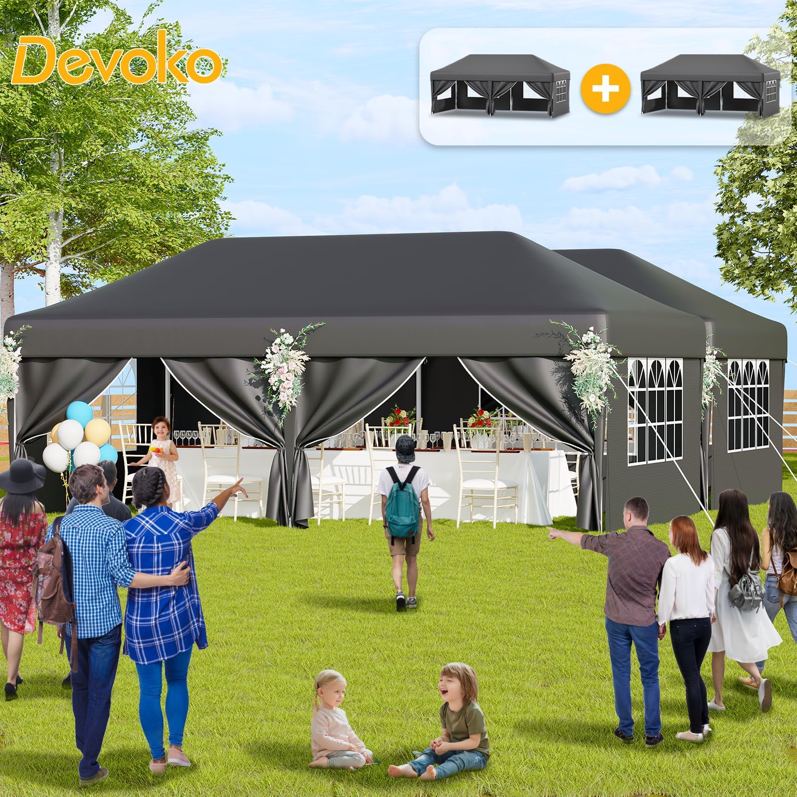 Devoko Faltpavillon 3x6 Wasserdicht Stabil Winterfest Höhenverstellung