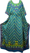 Women's Kimono Maxi Caftan Printed Gypsy Chic Evening Holiday House Dress OneSize Green