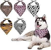Vista 7 de Howilath Juego de 5 unidades de bandana para perro, bufanda en espiral de teñido anudado para perro, diseño abstracto de arco iris, bandana