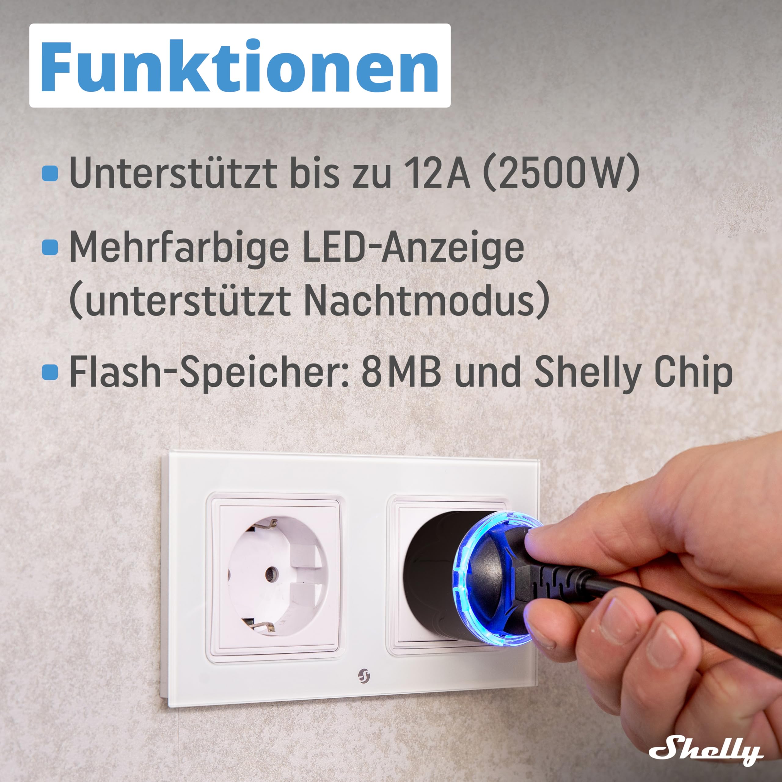 Shelly Plug S Gen3 Weiß WLAN Smarte Steckdose Leistungsmessung 12A 2500W Matter-Zertifiziert Alexa Google Kein Hub Erforderlich 4 Stück