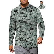 Cromoncent UPF 50+ Long Sleeve UV SPF Fishing Men's Sun Protection Hoodie Shirt Lightweight Shirts with Mask Rash Guard