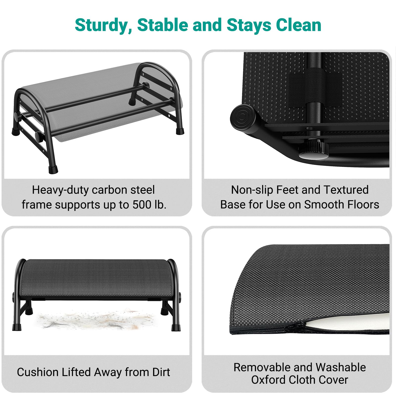 Reposapiés para debajo del escritorio para oficina, reposapiés de altura ajustable con funda lavable, taburete para silla de juegos de oficina