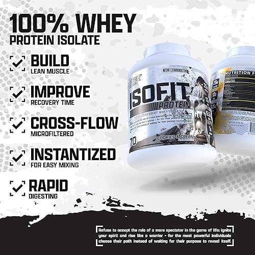 Miniatura 4 de Nutrex Research IsoFit Whey Protein Powder Instantized 100% Whey Protein Isolate (Chocolate Shake, 70 Servings)
