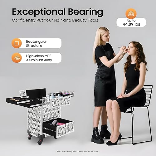 Miniatura 2 de LyeXD Carro de almacenamiento cosmético rodante profesional, Plateado (sliver), Moderno