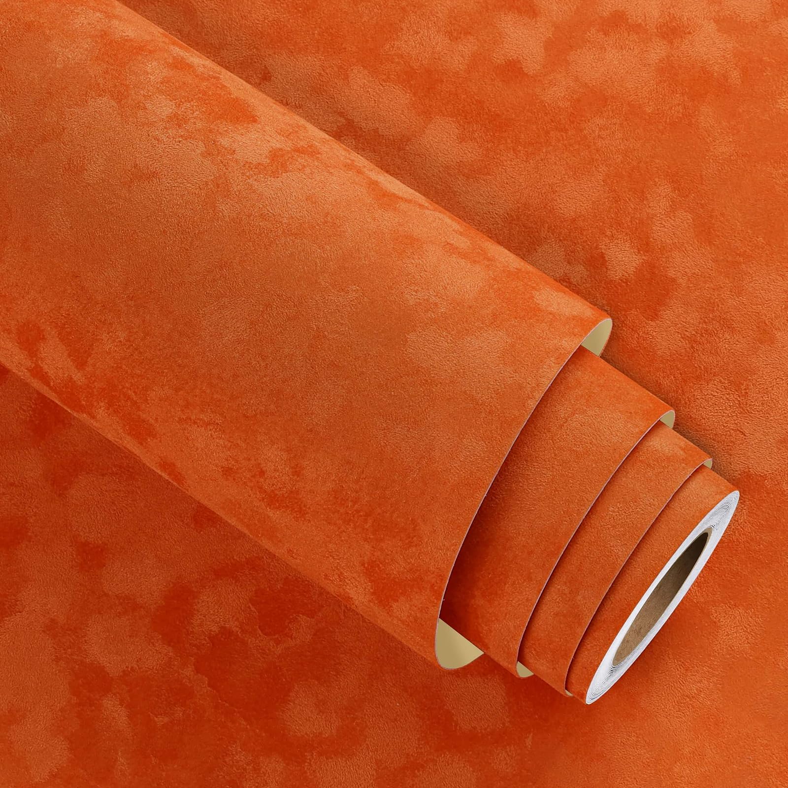 Stickyart Contact Paper Orange 30cmX800cm Peel and Stick Drawer Liner Velvet Wallpaper Self Adhesive Textured Velvet Flocking Liner Wallpaper Fabric Felt Sheet for Cabinets Girls Room