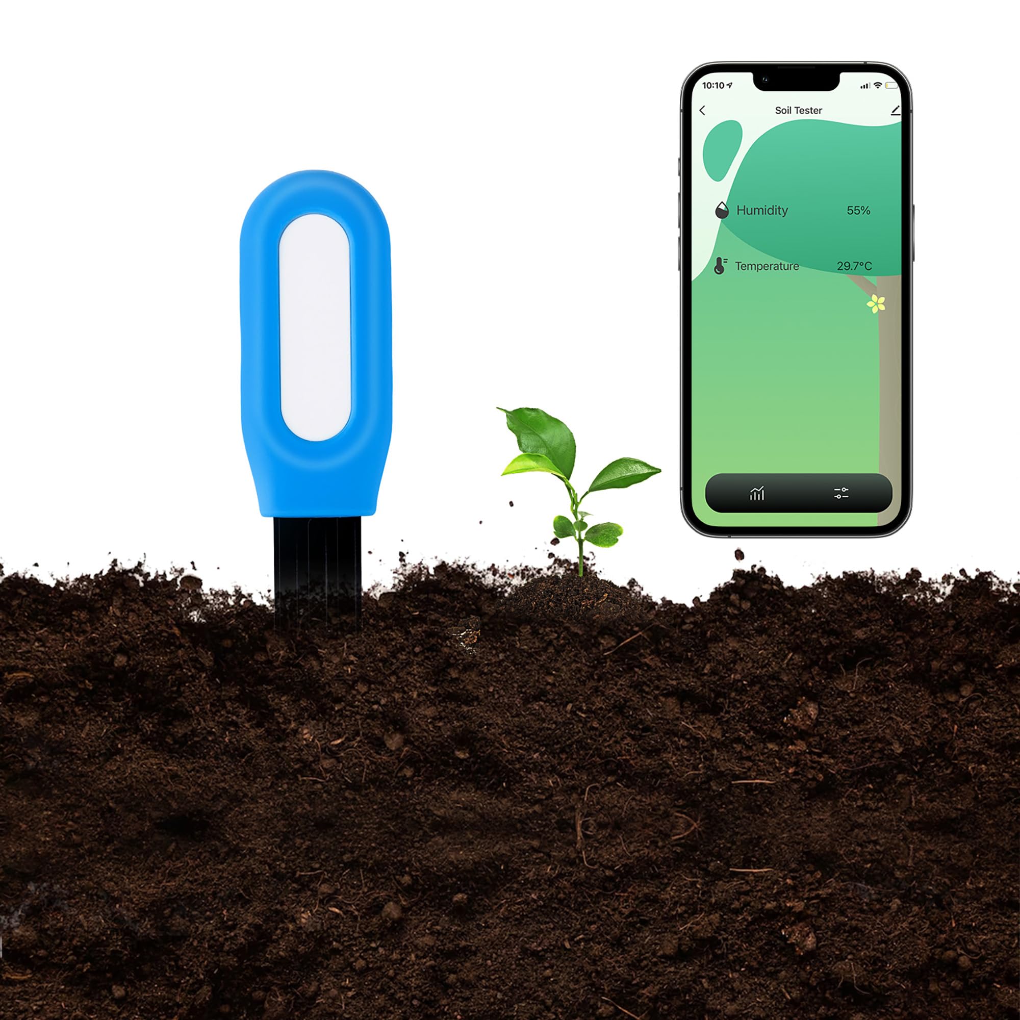 Mcbazel Mcbazel Soil Moisture&Temperature Meter,Temperature and Humidity Detector with Accuracy,8.5cm Probe for Root, Weather-Resistant for Plant Gardens/Greenhouses,Plant Sensor MUST Used with Zigbee Gateway