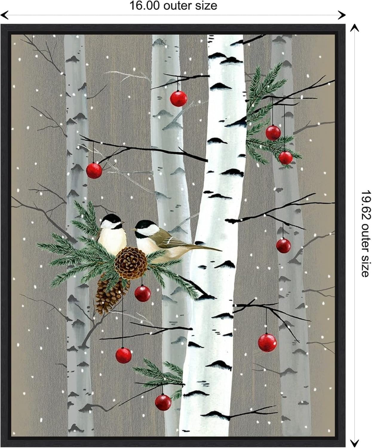 Birch Birds II Seasonal Canvas Wall Art with Black Frame