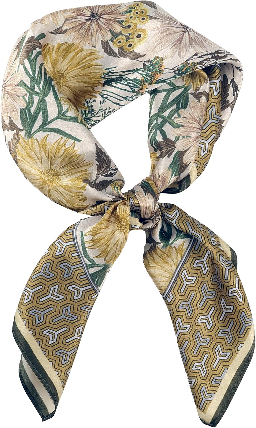 MEISEE 100% Pure Mulberry Silk Scarf 26" Square Scarf Neckerchief Headscarf